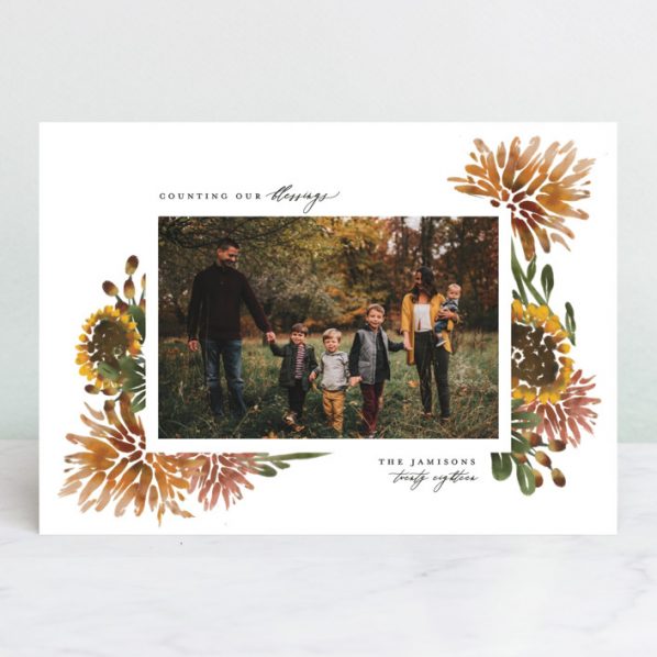 Minted Autumn Floral Thanksgiving Card