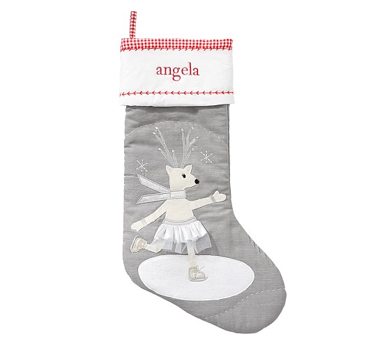 Pottery Barn Kids Deer Ice Skater Quilted Stocking