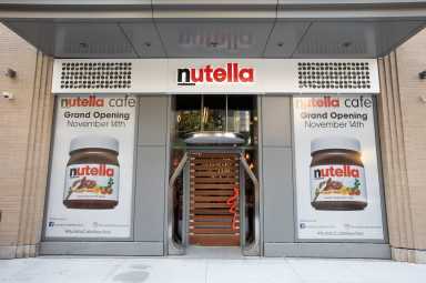 exterior of new nutella cafe in new york city