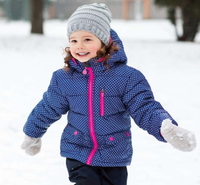 child running in the snow