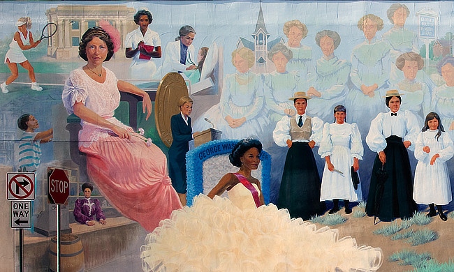 Painted mural of influential women