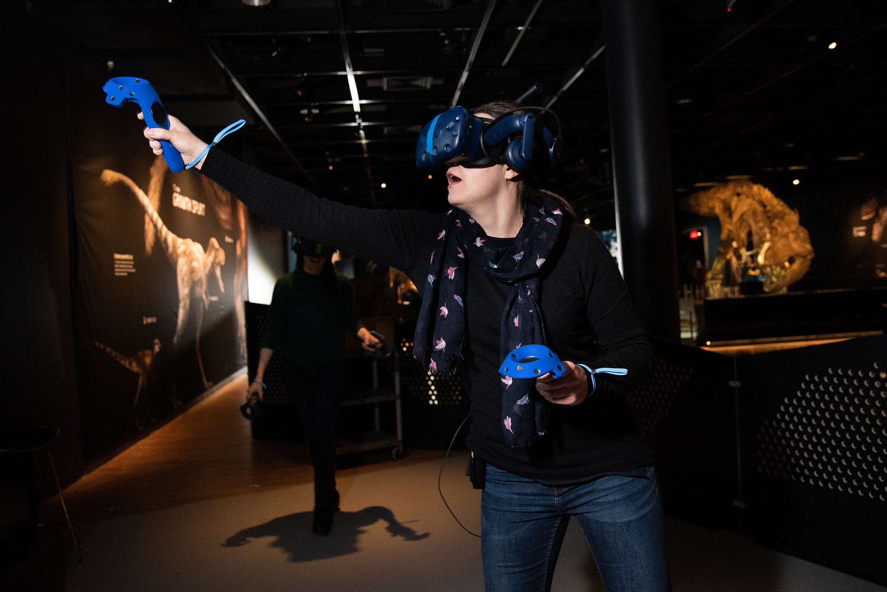 person playing with virtual reality