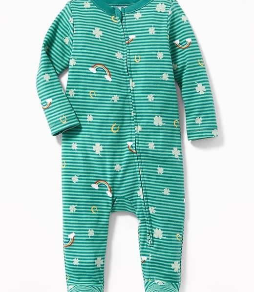 Old Navy St. Patrick's Day Print Footed One-Piece for Baby