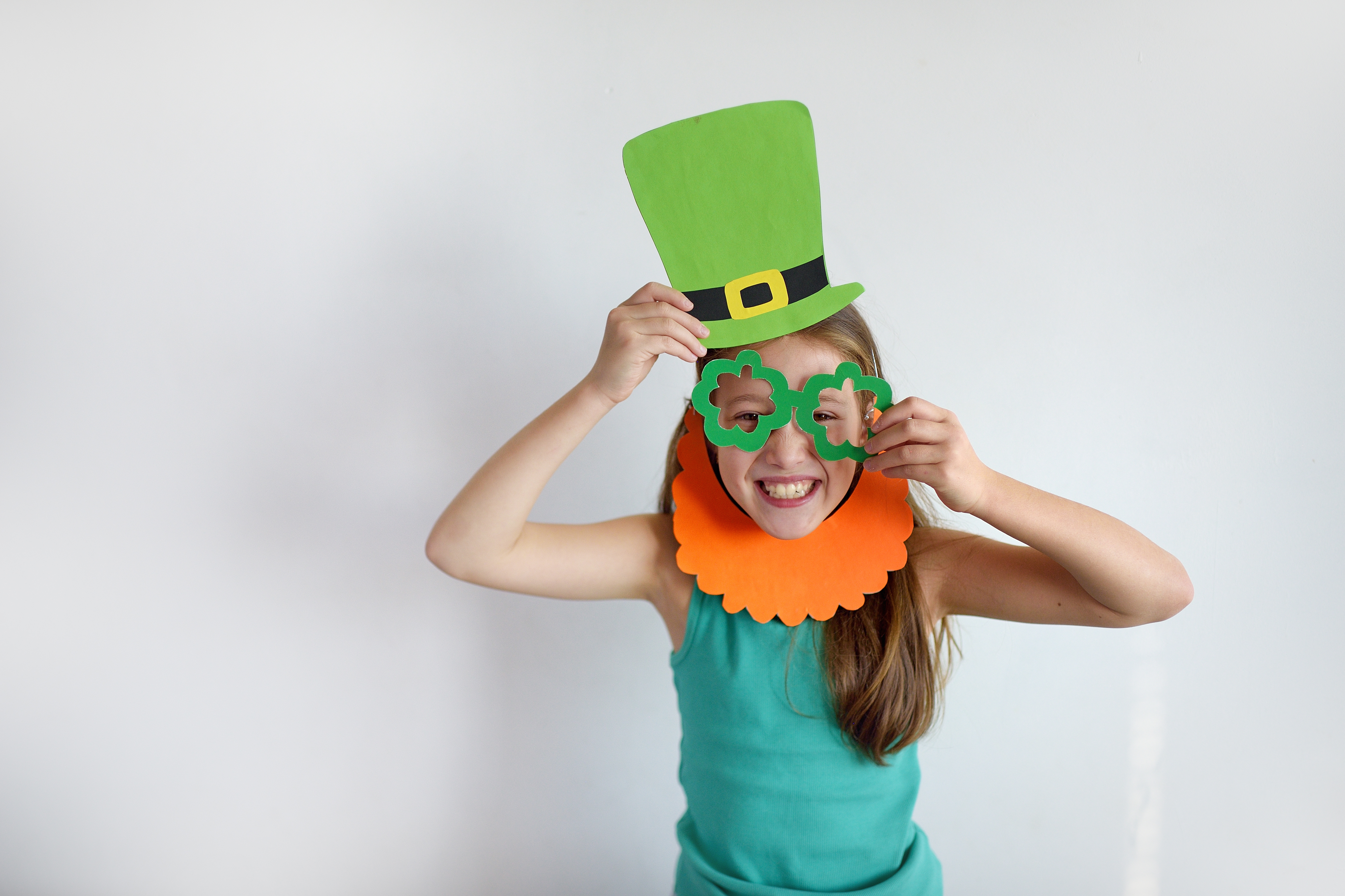 young girl dressing up for St. Patrick's Day