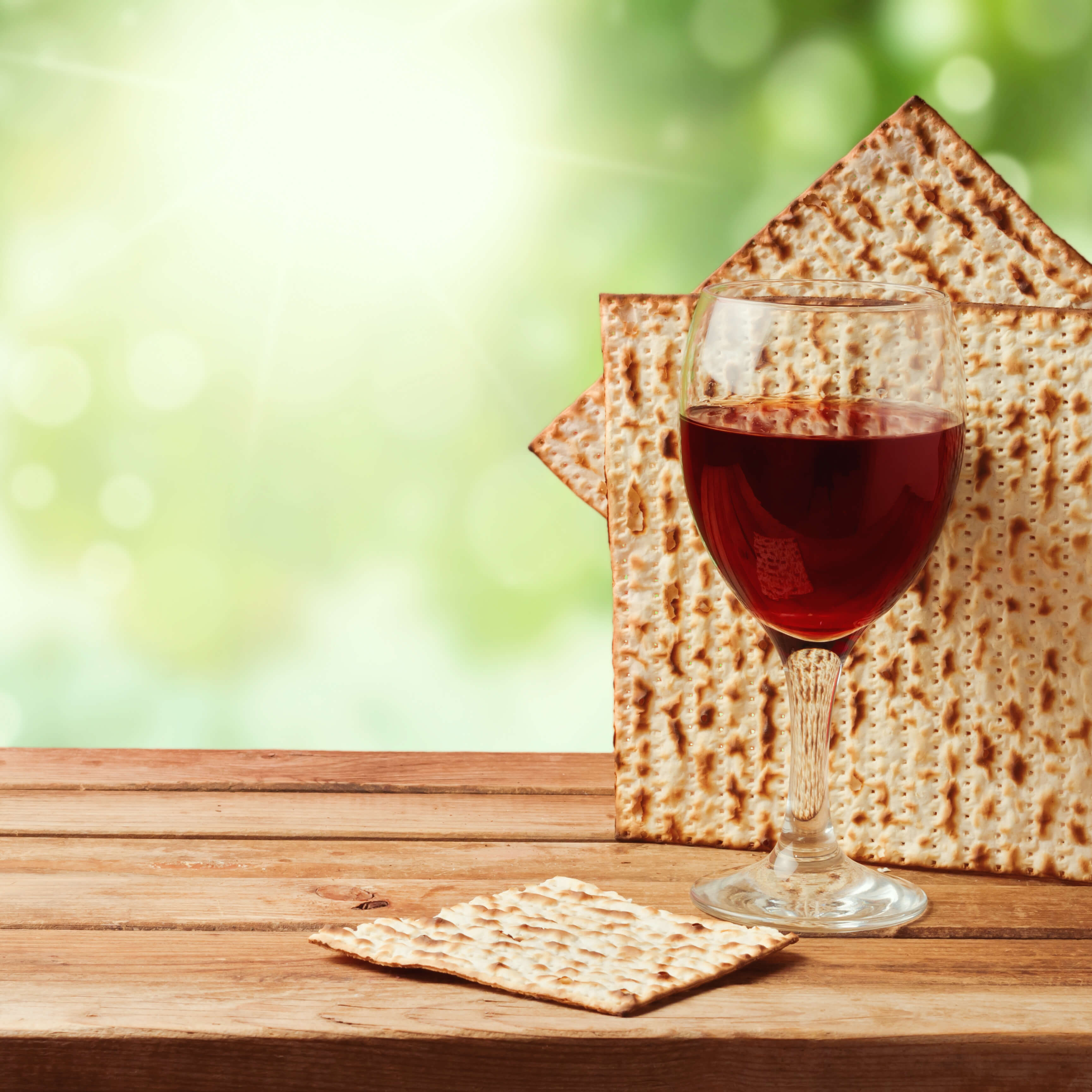 Glass of wine and unleavened bread for passover
