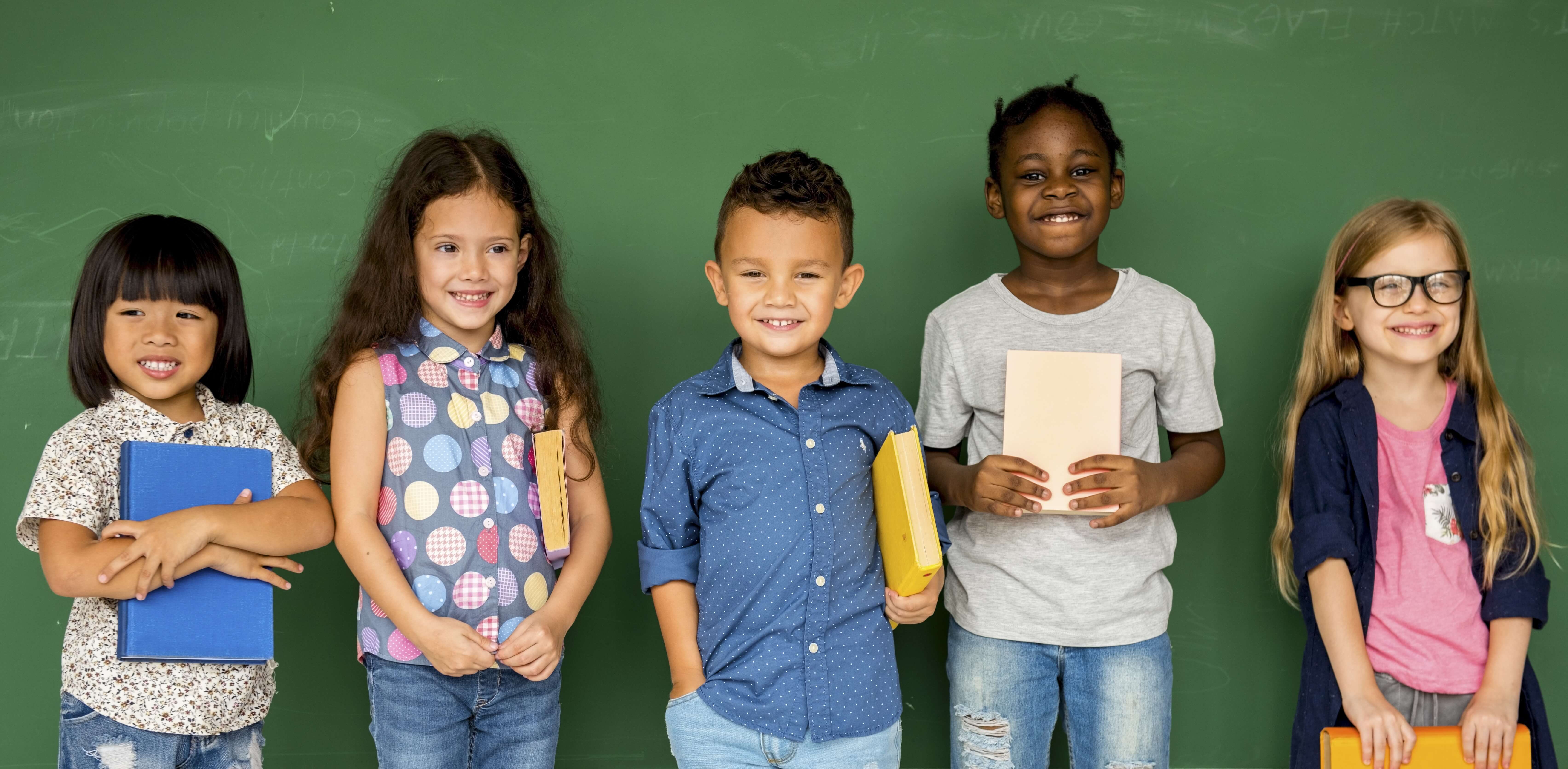 kids in front of the chalkboard