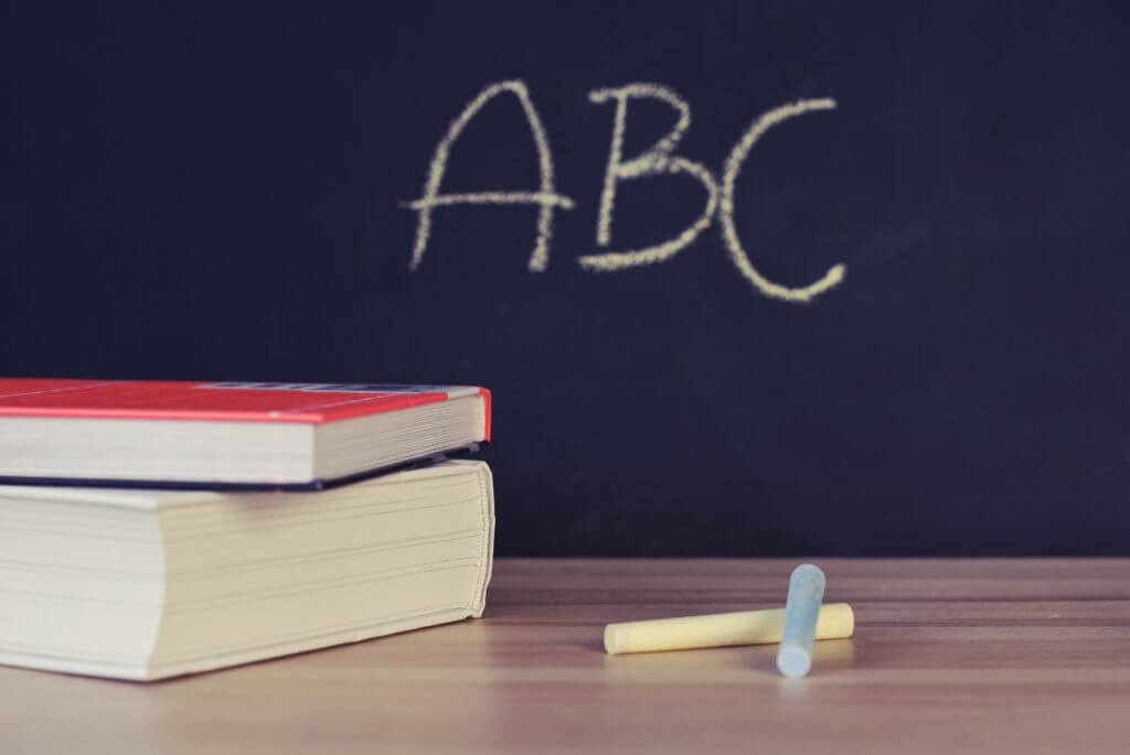 chalkboard with ABC written