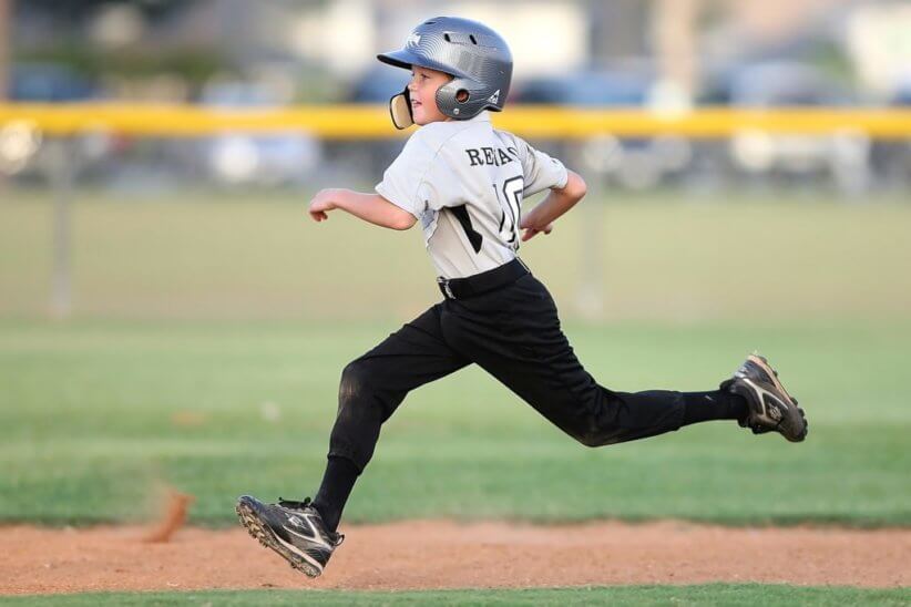 baseball kid running