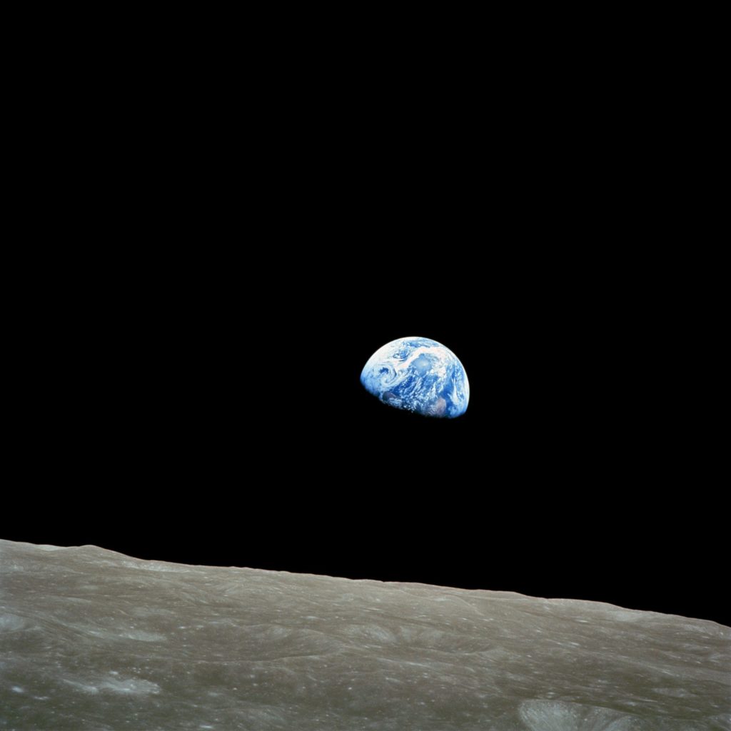 a photo of Earth taken from the moon