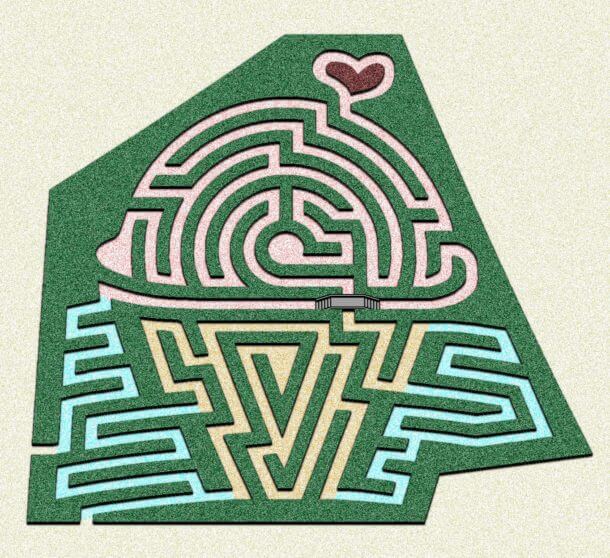 a corn maze near New York City in the shape of an ice cream cone