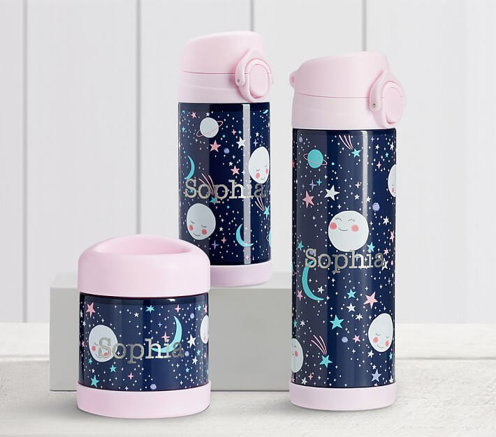 Mackenzie Pink Navy Glow-in-the-Dark Moons Water Bottles by Pottery Barn Kids