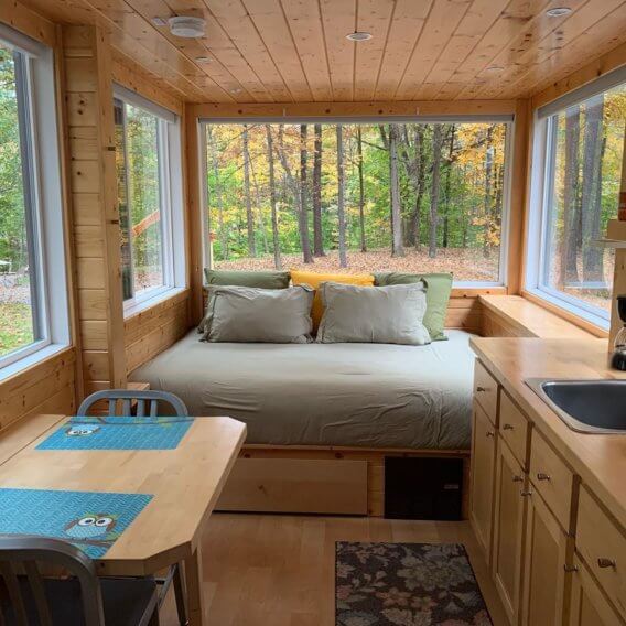 interior of tiny house at the Catskills