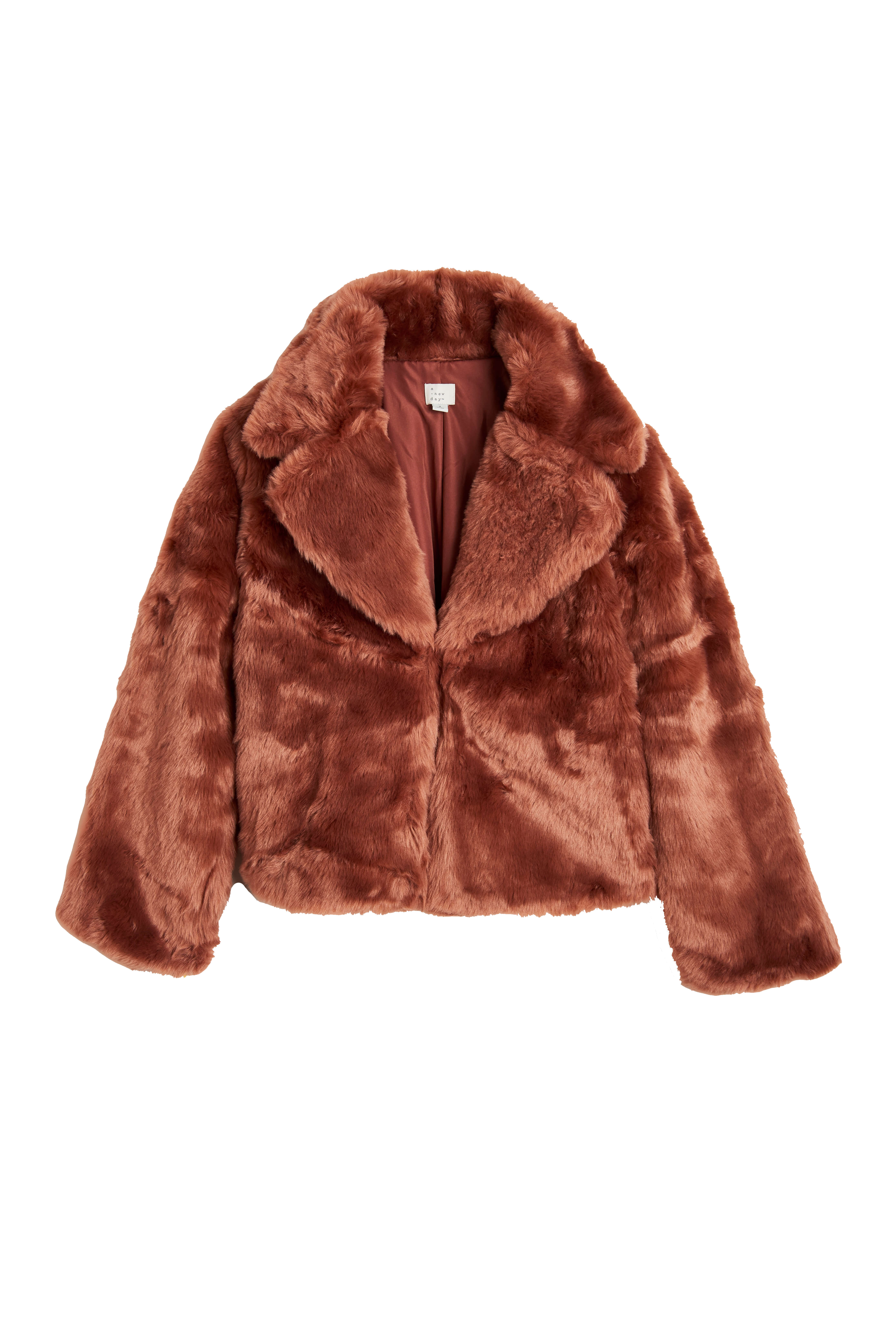 A New Day Holiday Fur in Jacket Blush Brown