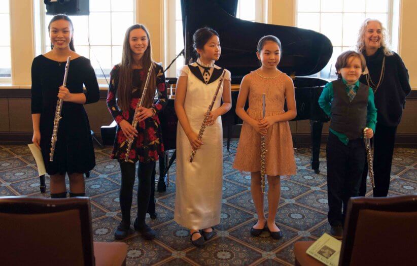 children and young adults performing at the Flute Fair 2020