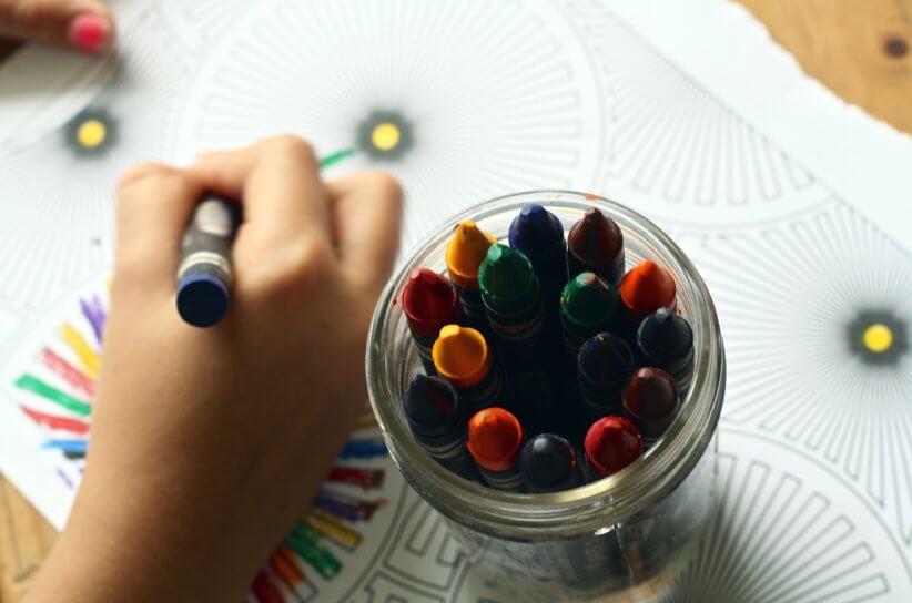 coloring with crayons