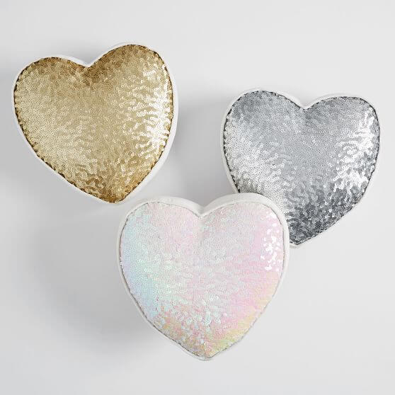 Pottery Barn Teen Sequin Heart Pillow