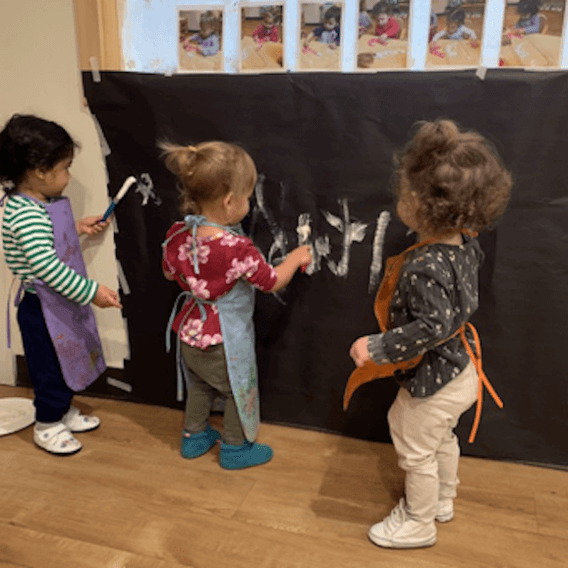 kids drawing on wall