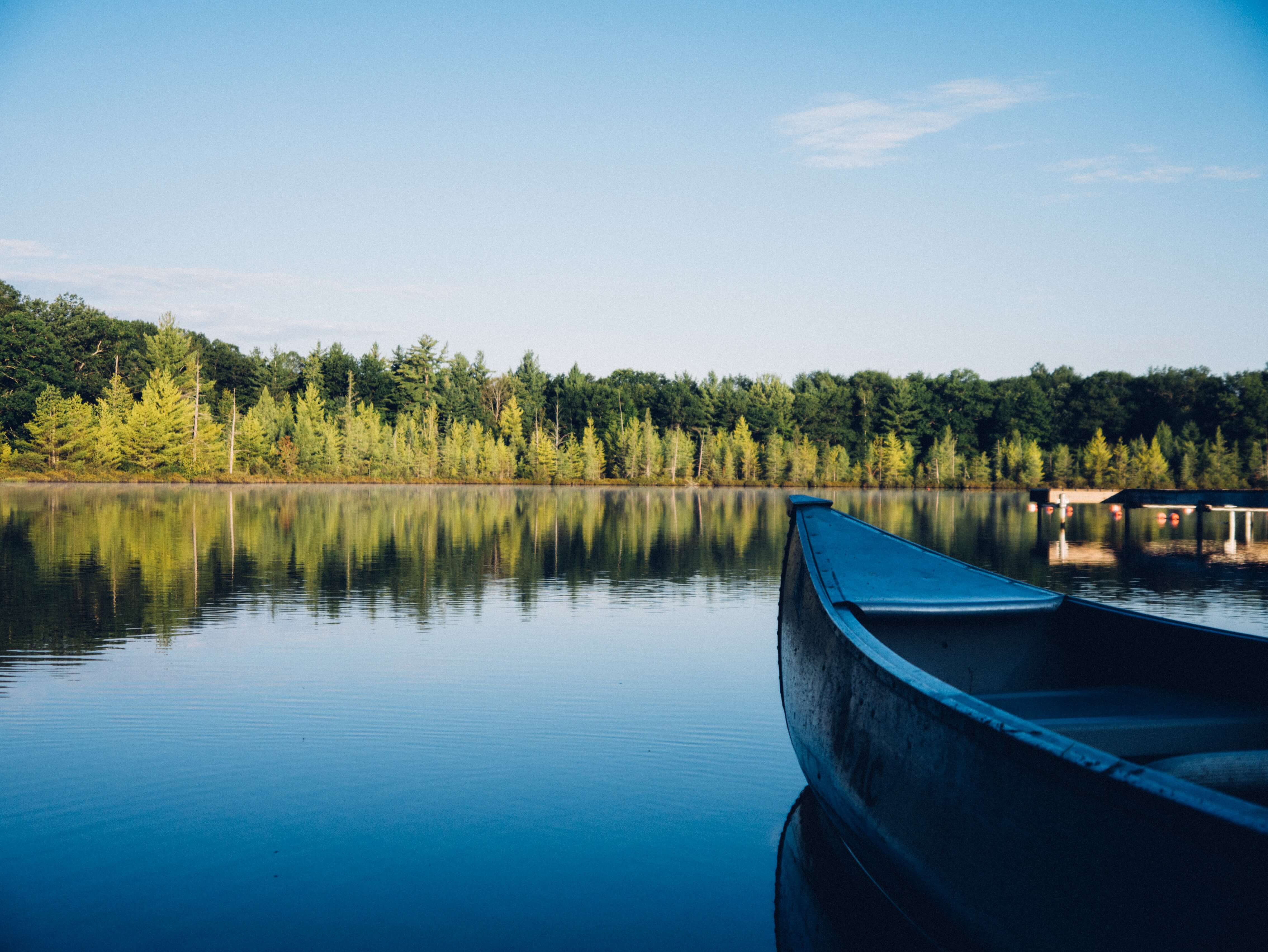 kayak in water at summer camp