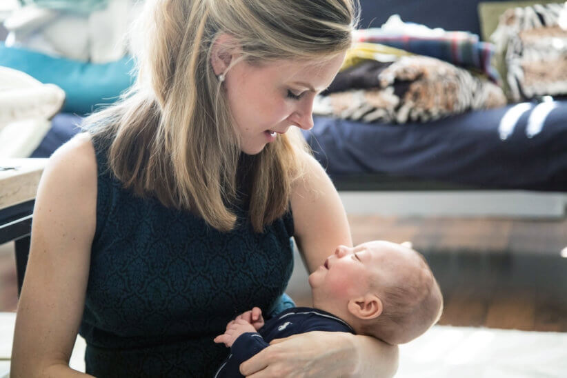 NICU, mother holding child