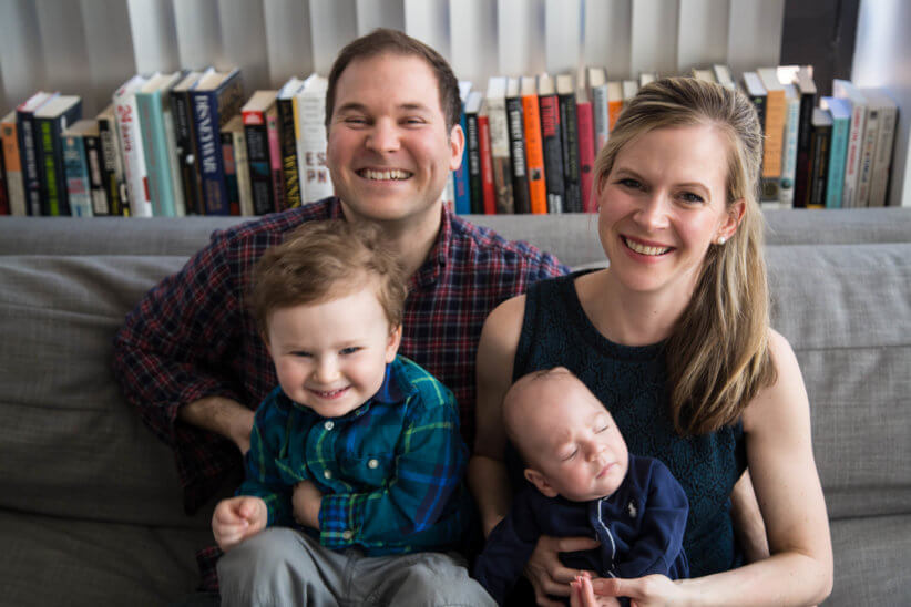 family sitting on the couch 