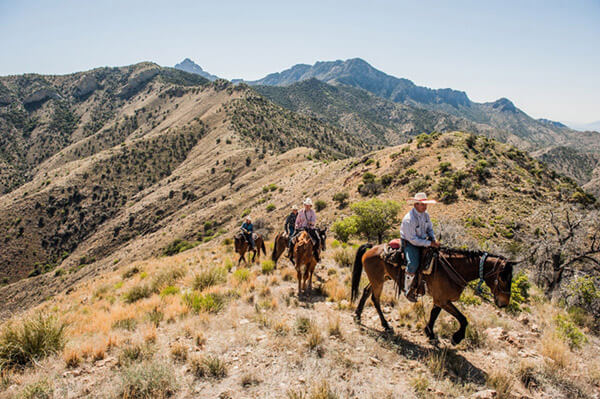 Riding on horseback