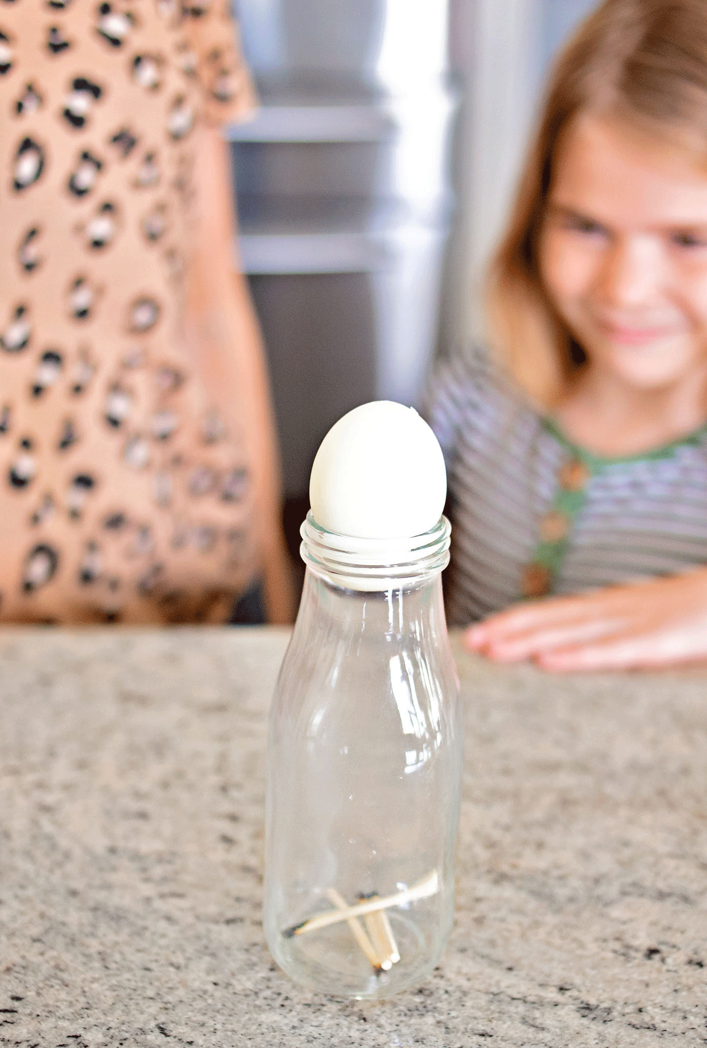 Air Pressure Egg-in-a-Bottle Experiment 
