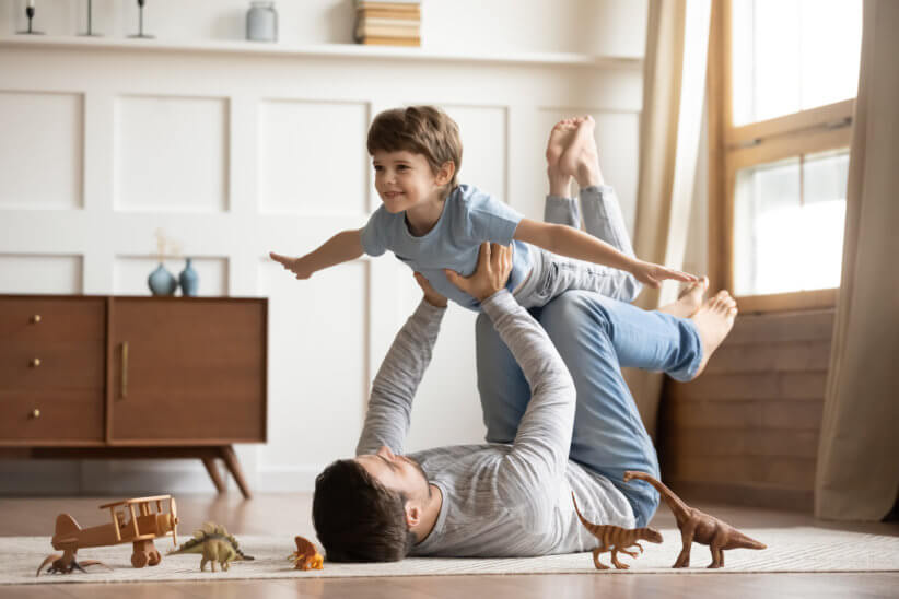 your quarantine weekend: kid playing with father