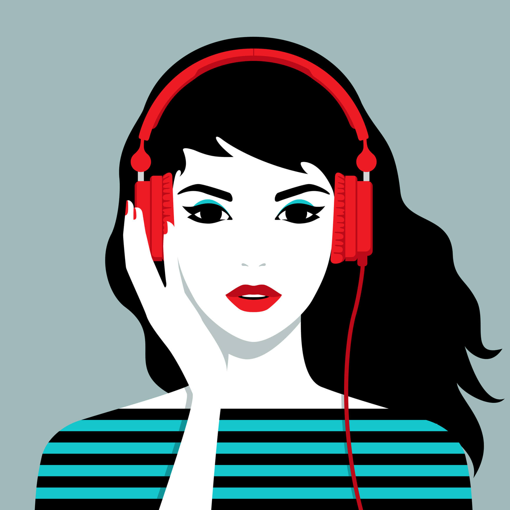 Girl with headphones on her head