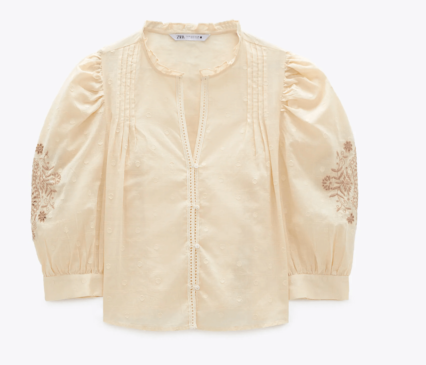 Blouse with Embroidered Sleeves by Zara