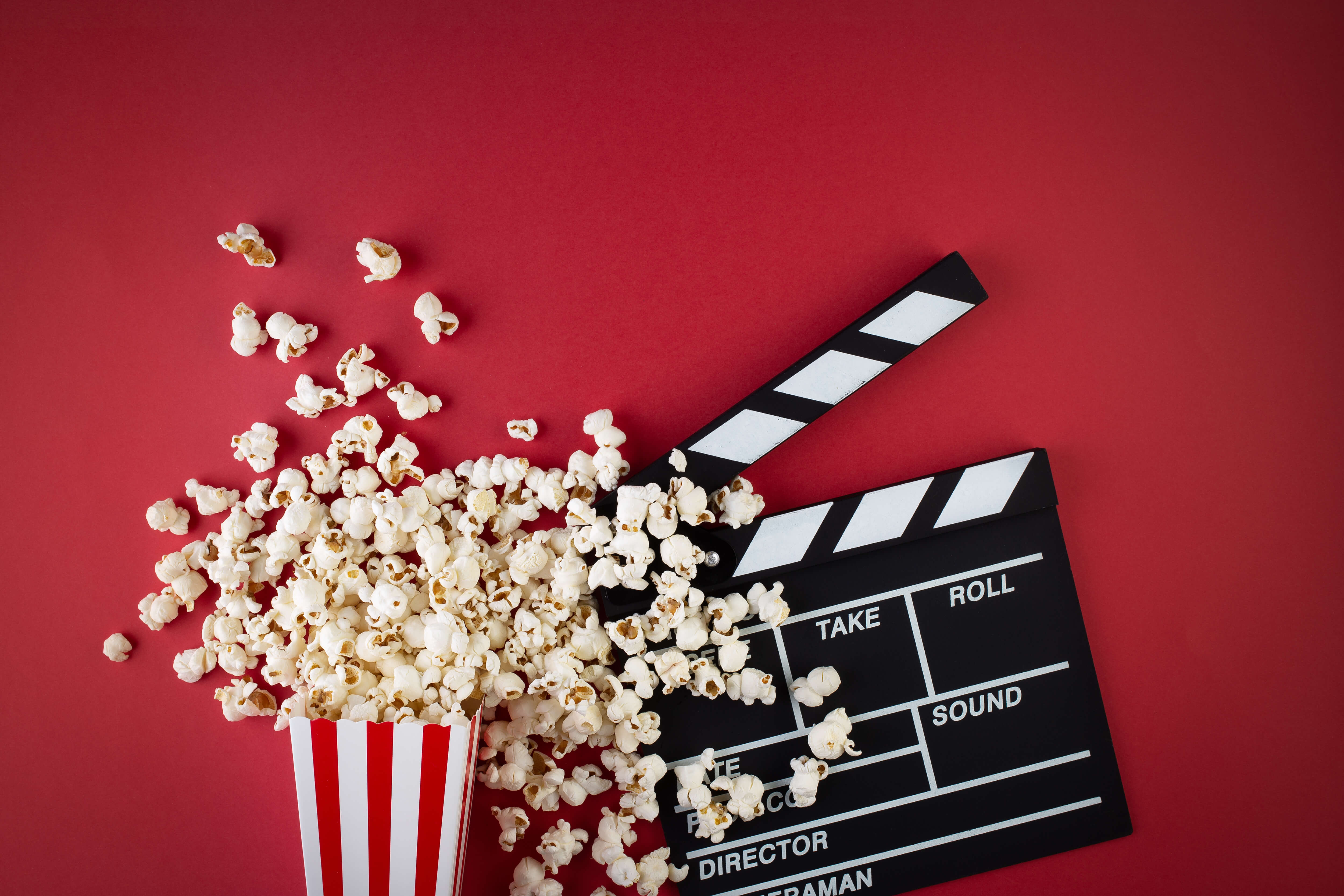 popcorn and clapperboard