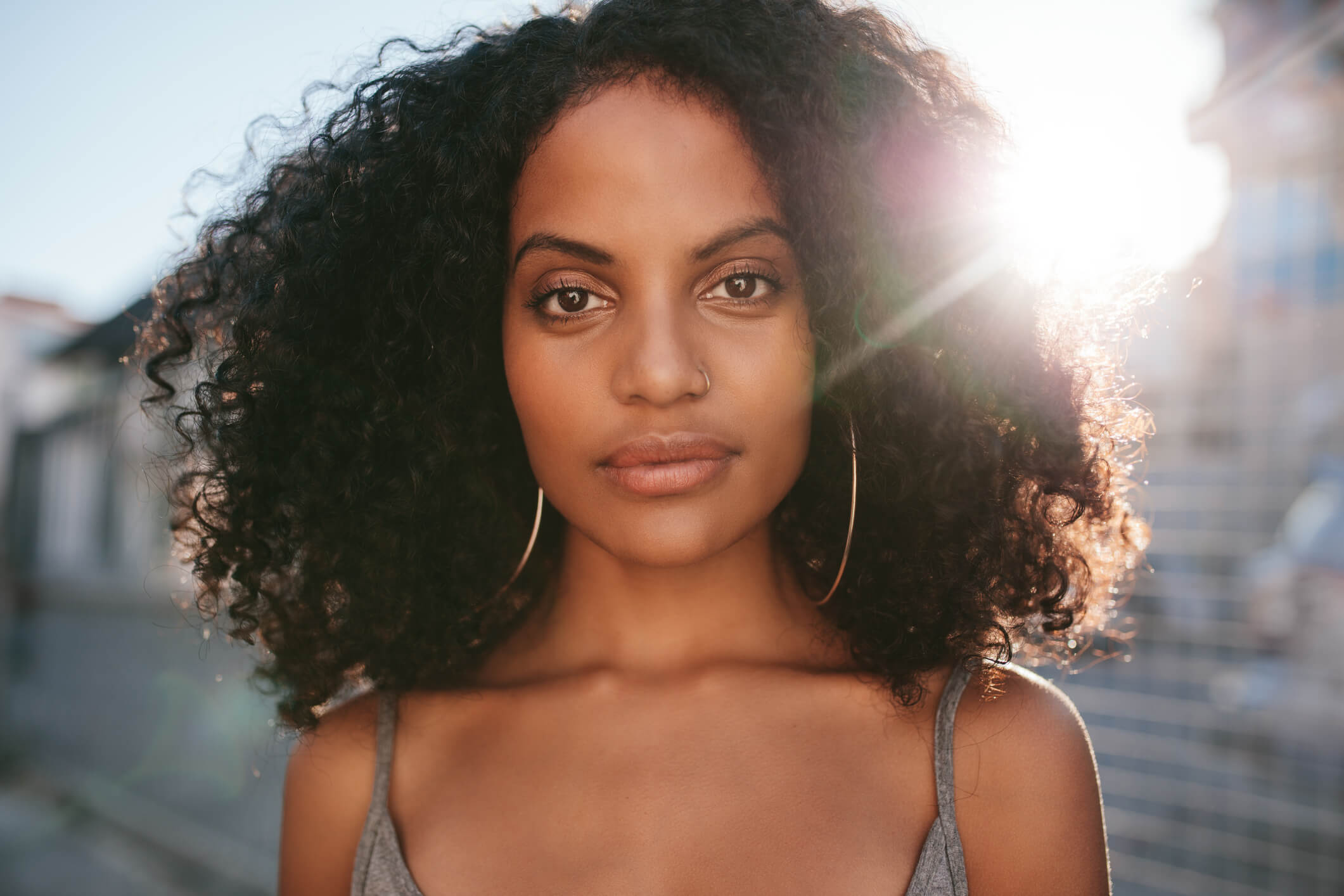 Afro american female standing outdoors