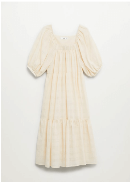 Mango Puffed Sleeve Cotton Dress