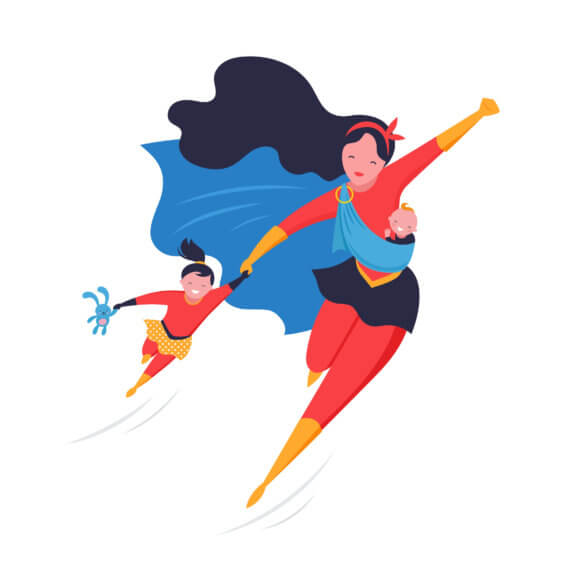 superhero mom with kids