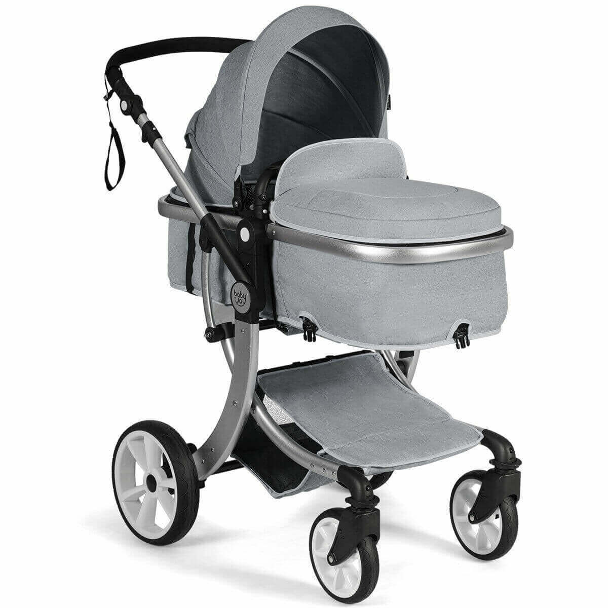 Costway Folding Aluminum Infant Reversible Stroller with Diaper Bag