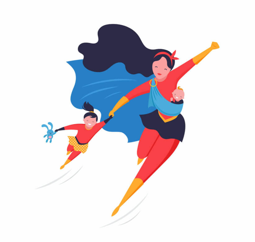 superhero mom with kids