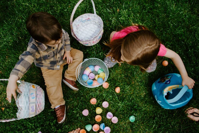 Kids enjoying easter egg hunts