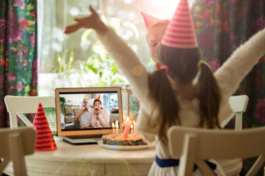 girl celebrating birthday virtually