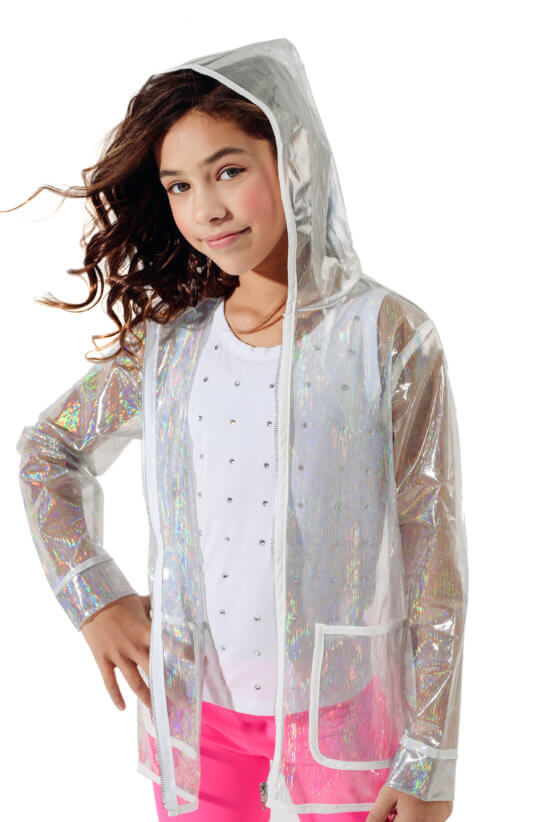 clear and sparkly rain jacket