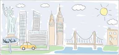 sketch of New York city America child style drawing