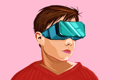 Portrait of a boy with VR headset
