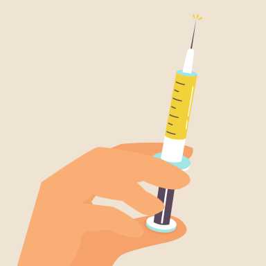 Spray from a medical syringe. Vaccination against influenza, virus, injection, antidote, injection