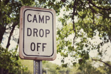 Camp Drop Off sign