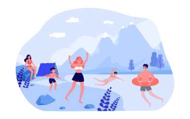 People having rest in summer nature