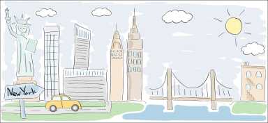 sketch of New York city America child style drawing