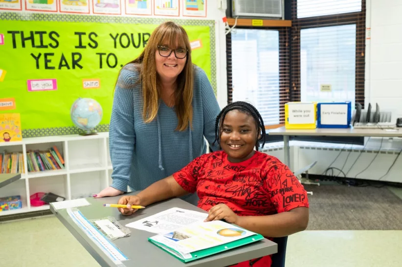 A teacher and student at Winston Prep's Long Island location.
