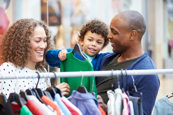 A family at a Shopping or Outlet Mall in NYC, Westchester and LI