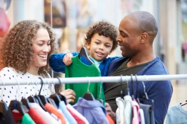 Family at Shopping or Outlet Mall in NYC, Westchester and LI