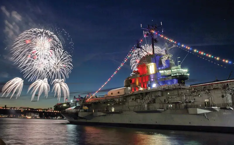 fireworks from the intrepid