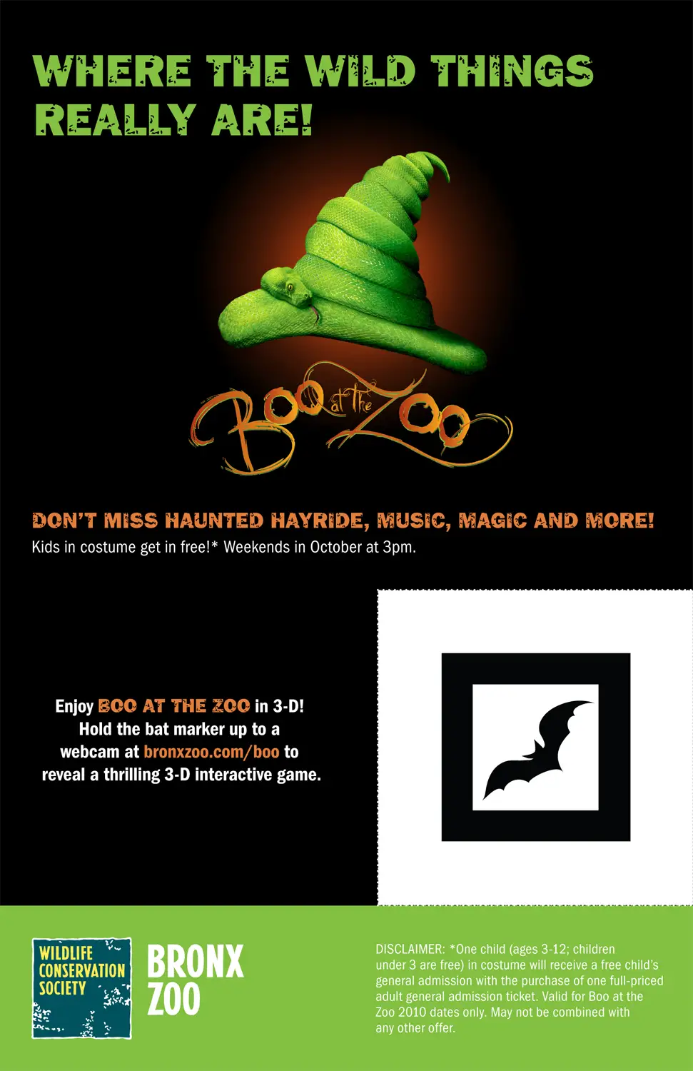 Bronx Zoo's Boo at the Zoo flyer; 3-D interactive game code