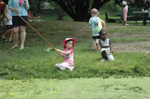 R.H. Macy's Annual Fishing Contest, Brooklyn, NY; kids fishing; children fishing